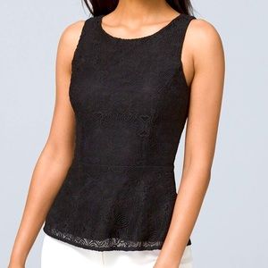 White House Black Market Black Lace Peplum Top